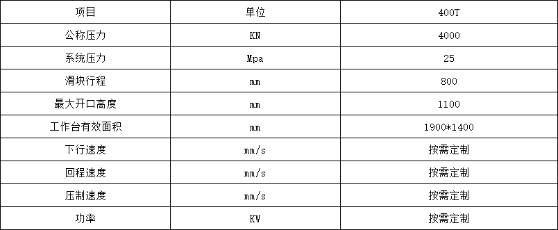 400噸複合闆材多層熱壓機技術參數 400噸複合闆材多層熱壓機技術參數